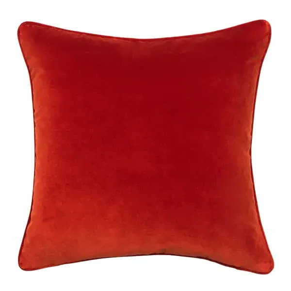 Square Cushion with Feather Fill - Burnt Sienna, Velvet