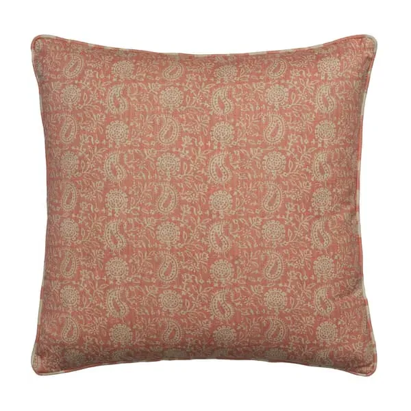 Square Cushion with Feather Fill - Coral, Cotton