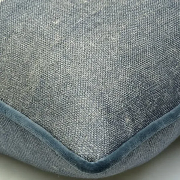 Square Cushion with Feather Fill - Denim, Linen