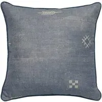 Square Cushion with Feather Fill - Denim, Linen