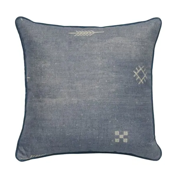 Square Cushion with Feather Fill - Denim, Linen