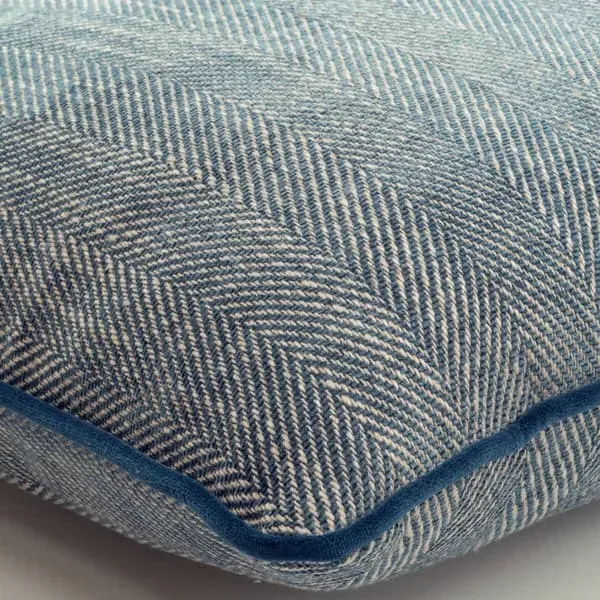 Square Cushion with Feather Fill - Denim, Viscose