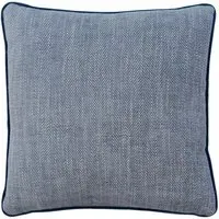 Square Cushion with Feather Fill - Denim, Viscose
