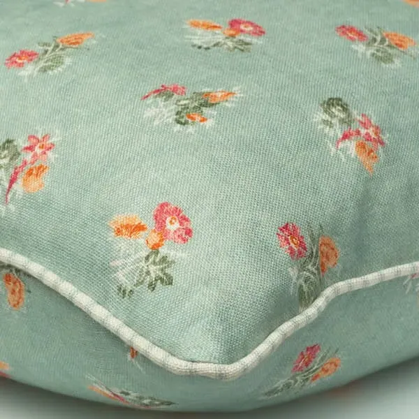 Square Cushion with Feather Fill - Duck Egg, Linen