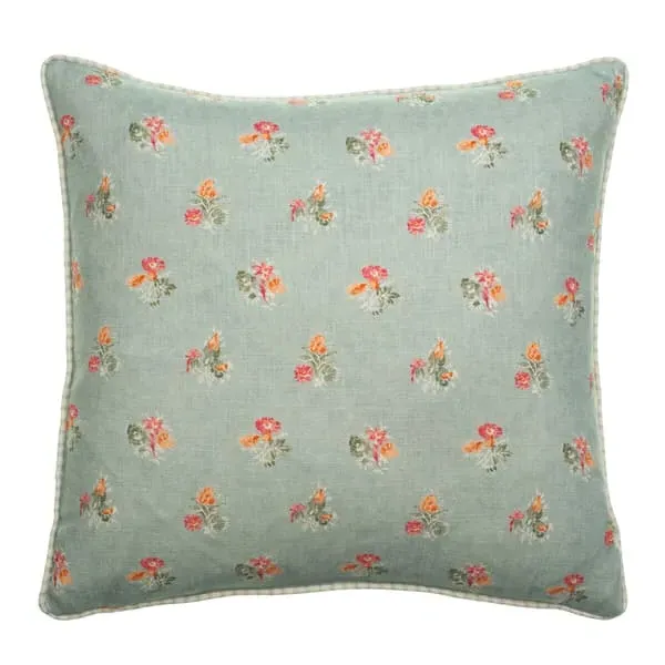 Square Cushion with Feather Fill - Duck Egg, Linen