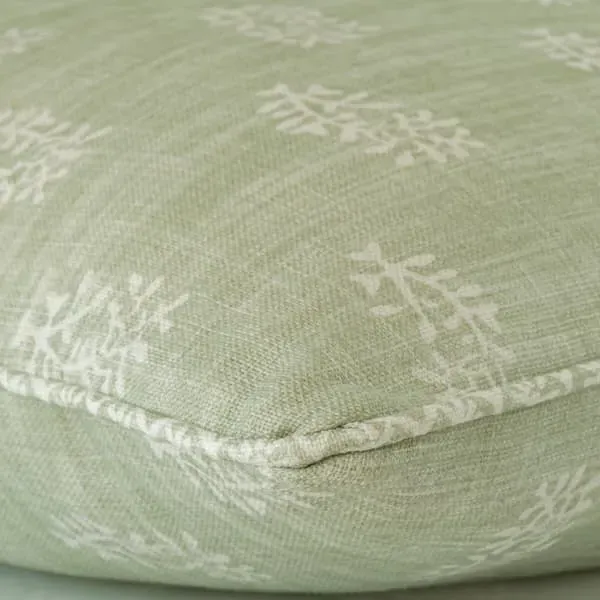 Square Cushion with Feather Fill - Fennel, Linen
