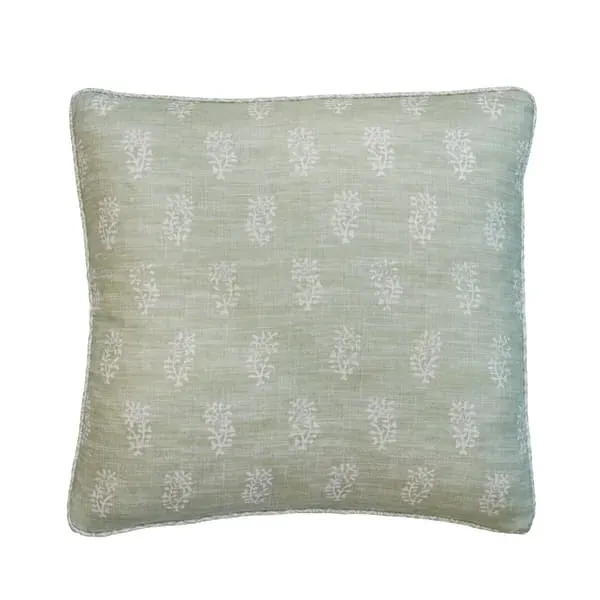 Square Cushion with Feather Fill - Fennel, Linen