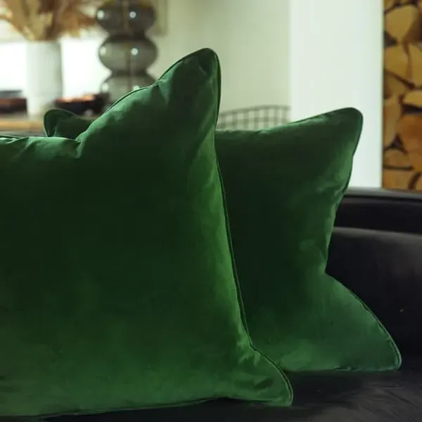 Square Cushion with Feather Fill - Forest, Velvet