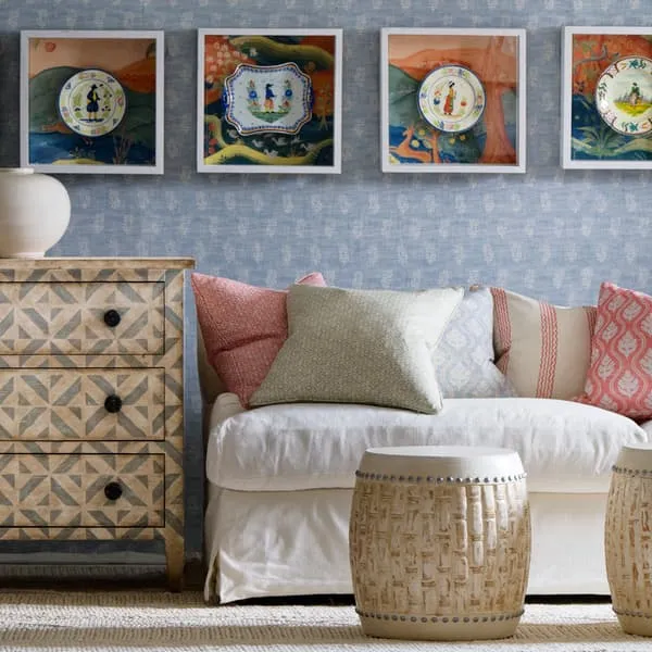 Square Cushion with Feather Fill - Geranium, Linen