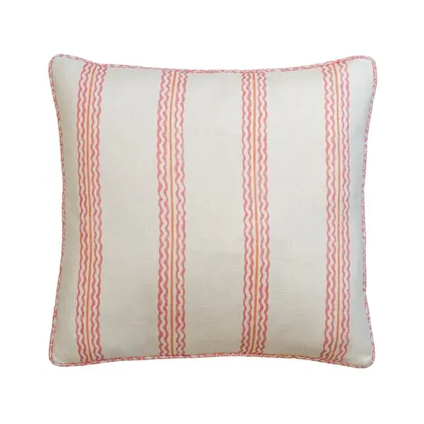 Square Cushion with Feather Fill - Geranium, Linen