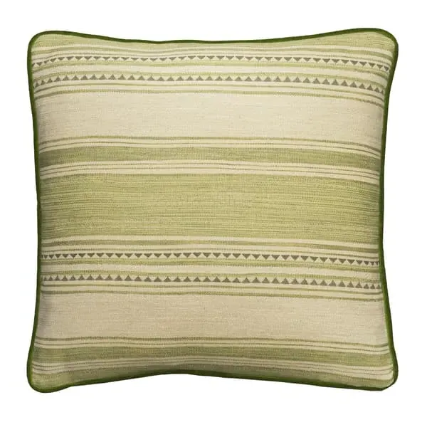 Square Cushion with Feather Fill - Green, Cotton