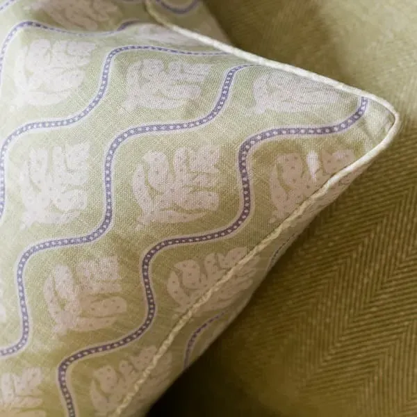Square Cushion with Feather Fill - Green, Linen