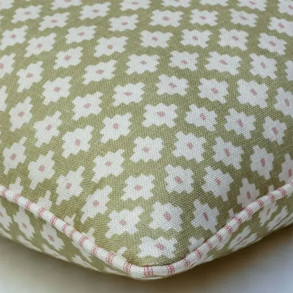 Square Cushion with Feather Fill - Green, Linen