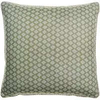 Square Cushion with Feather Fill - Green, Linen