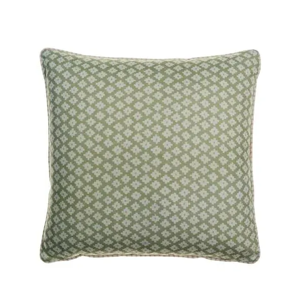 Square Cushion with Feather Fill - Green, Linen