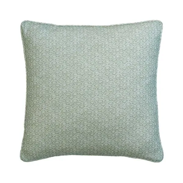 Square Cushion with Feather Fill - Green, Linen
