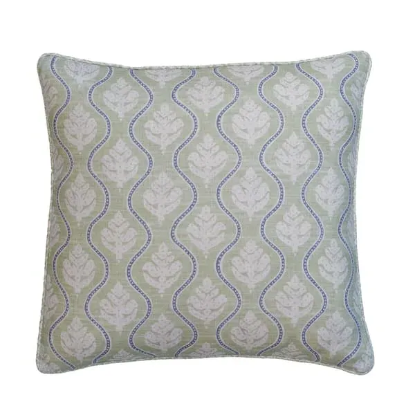 Square Cushion with Feather Fill - Green, Linen