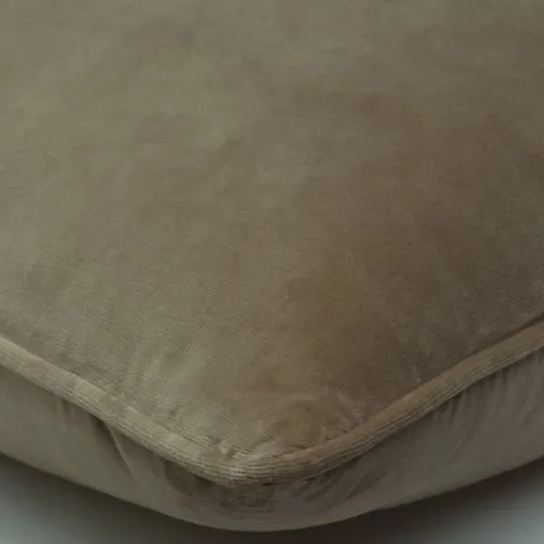 Square Cushion with Feather Fill - Grey, Velvet