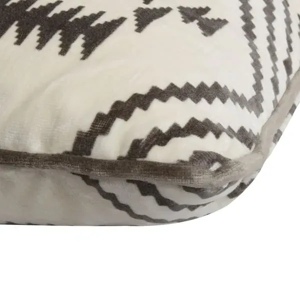 Square Cushion with Feather Fill - Grey, Velvet