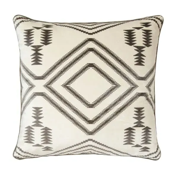 Square Cushion with Feather Fill - Grey, Velvet