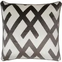 Square Cushion with Feather Fill - Grey, Velvet