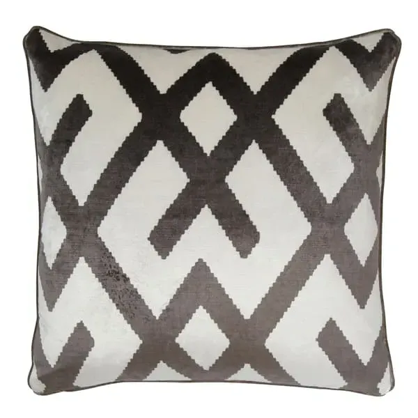 Square Cushion with Feather Fill - Grey, Velvet image