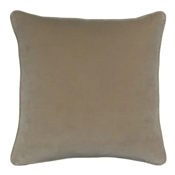 Square Cushion with Feather Fill - Grey, Velvet