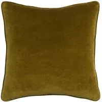 Square Cushion with Feather Fill - Olive, Velvet