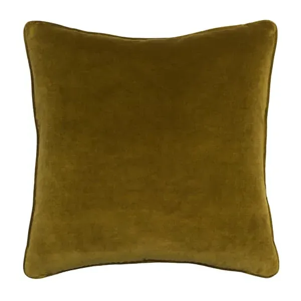 Square Cushion with Feather Fill - Olive, Velvet