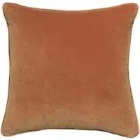 Square Cushion with Feather Fill - Orange, Velvet