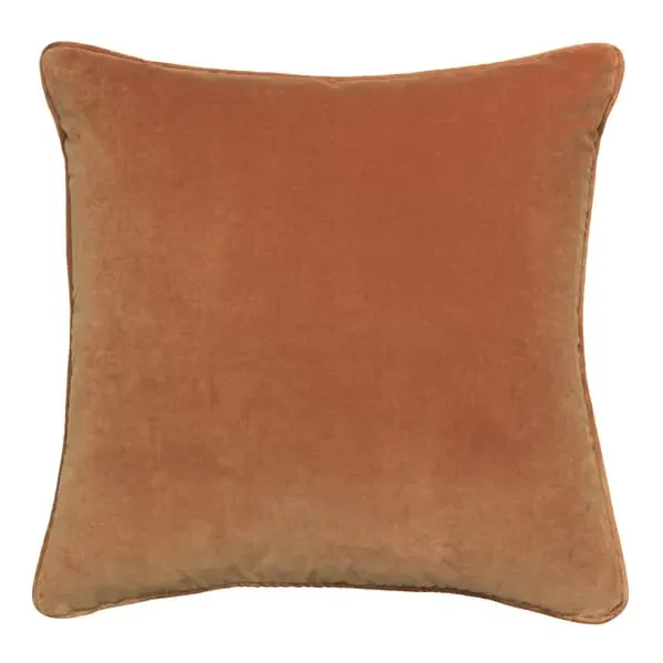 Square Cushion with Feather Fill - Orange, Velvet