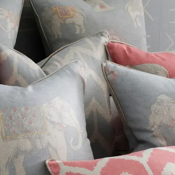 Square Cushion with Feather Fill - Powder, Linen