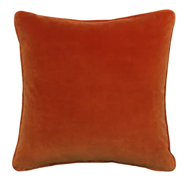 Square Cushion with Feather Fill - Raw Umber, Velvet