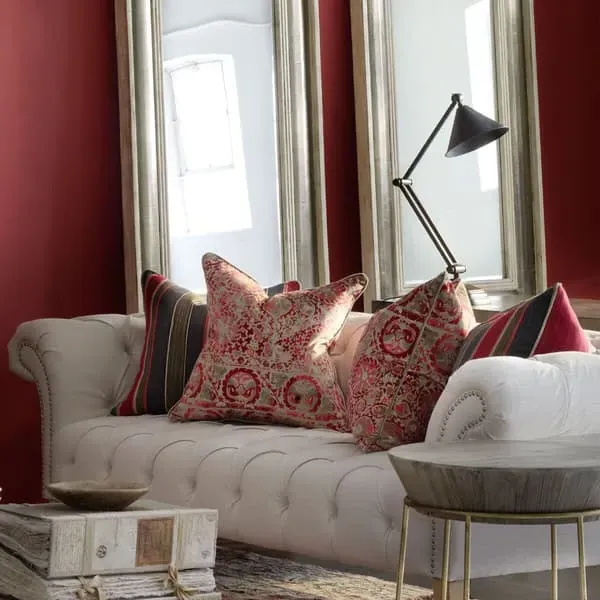 Square Cushion with Feather Fill - Red, Velvet