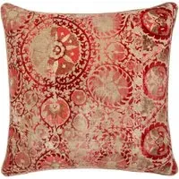 Square Cushion with Feather Fill - Red, Velvet