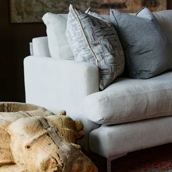 Square Cushion with Feather Fill - Silver, Cotton