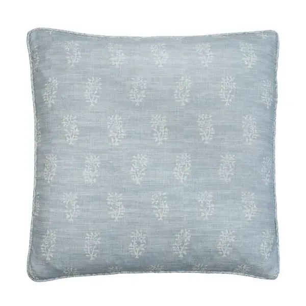 Square Cushion with Feather Fill - Sky, Linen