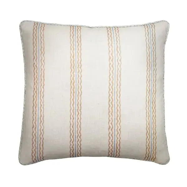 Square Cushion with Feather Fill - Sky, Linen