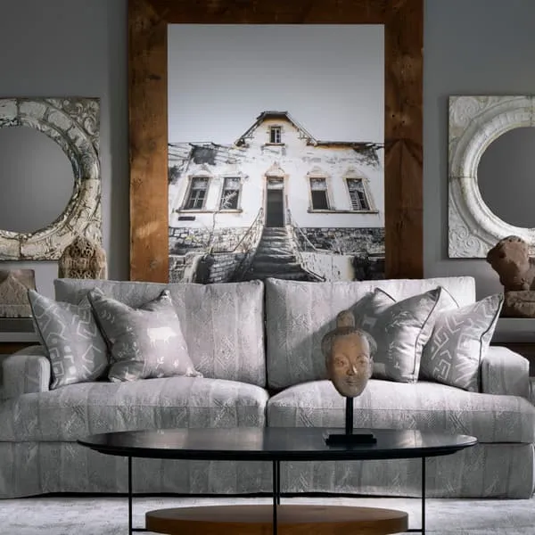 Square Cushion with Feather Fill - Smoke, Linen