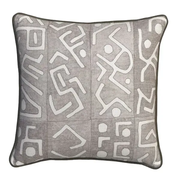 Square Cushion with Feather Fill - Smoke, Linen