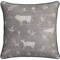 Square Cushion with Feather Fill - Smoke, Linen