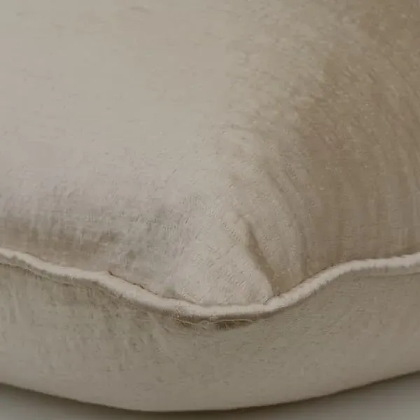 Square Cushion with Feather Fill - Stone, Satin