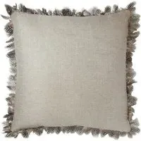 Square Cushion with Feather Trim - Linen