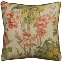 Square Cushion with Floral Print - Stone, Cotton