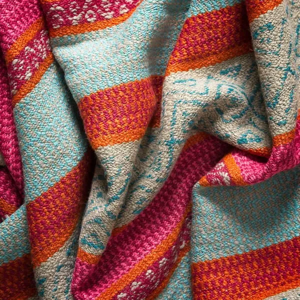 Square Cushion with Fringe Trim - Teal, Cotton