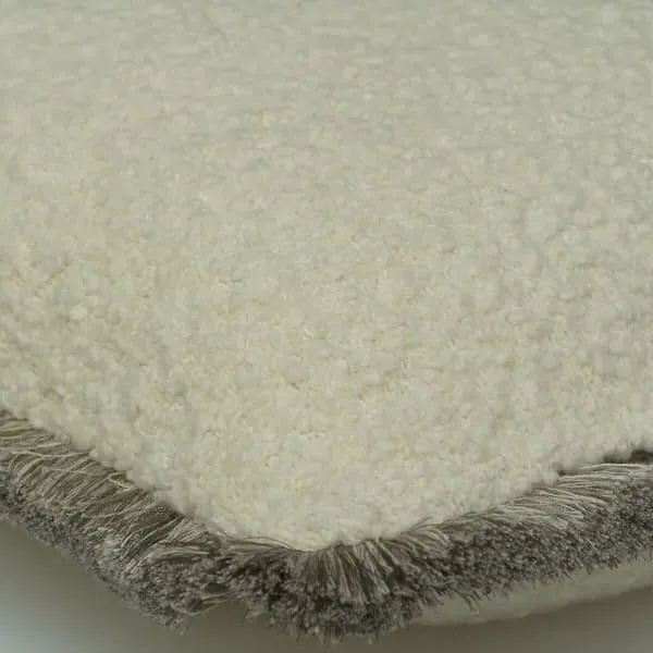 Square Cushion with Gold Trim - Chalk, Bouclé
