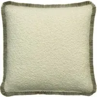 Square Cushion with Gold Trim - Chalk, Bouclé