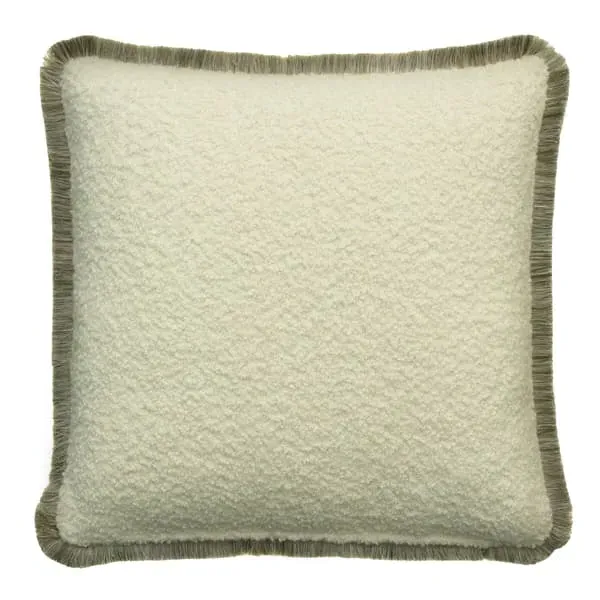 Square Cushion with Gold Trim - Chalk, Bouclé image