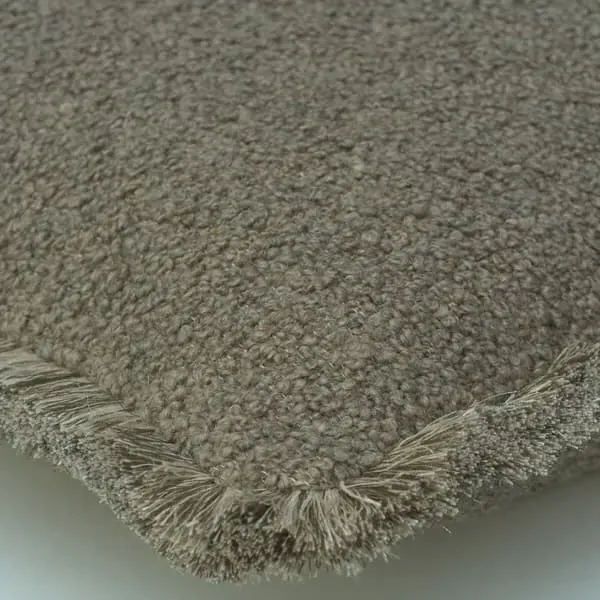 Square Cushion with Gold Trim - Truffle, Bouclé