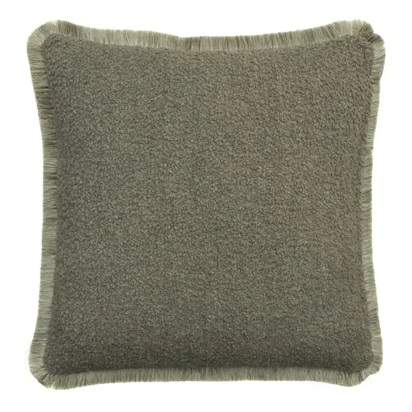 Square Cushion with Gold Trim - Truffle, Bouclé